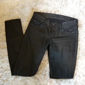 7 for All Mankind Black Wax Skinny Pants